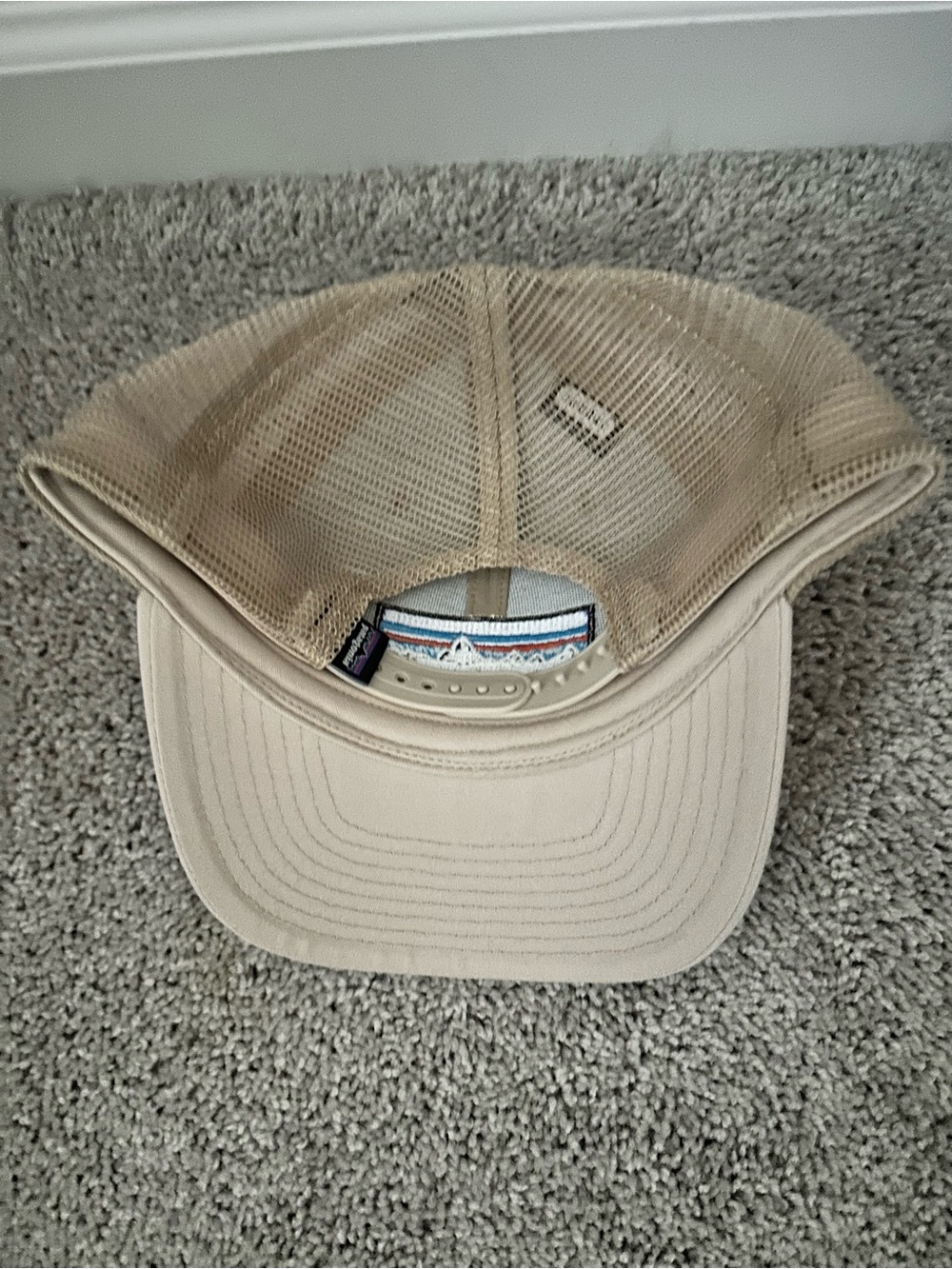 Patagonia Khaki Trucker Hat with Blue and Purple Logo - Picture 2 of 2